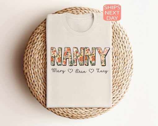 custom floral nanny shirt with grandkid names personalized nanny tee for mothers day unique grandma gift vtfnt