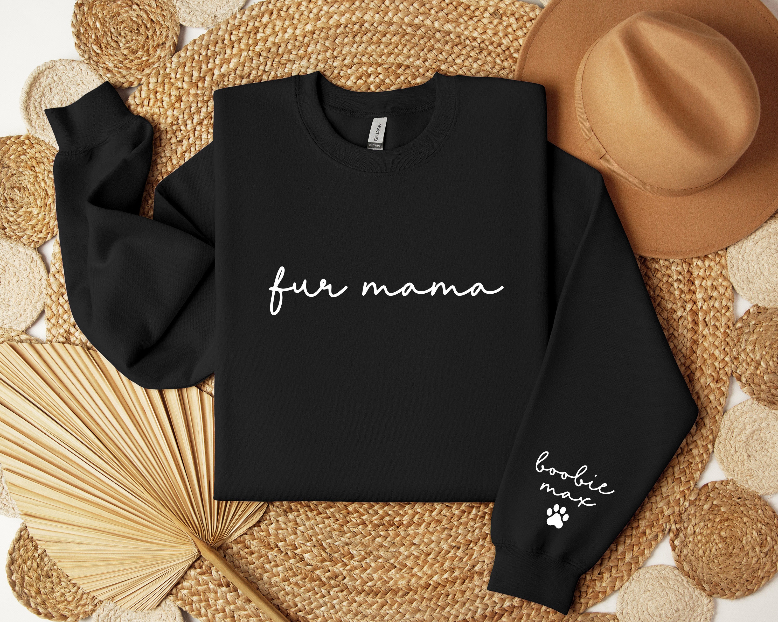 custom fur mama sweatshirt with pet name on sleeve for dog mama or cat mama personalized gift trendy sweatshirt h8gpw scaled