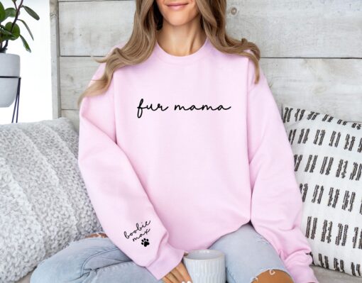 custom fur mama sweatshirt with pet name on sleeve for dog mama or cat mama personalized gift trendy sweatshirt u9ise scaled