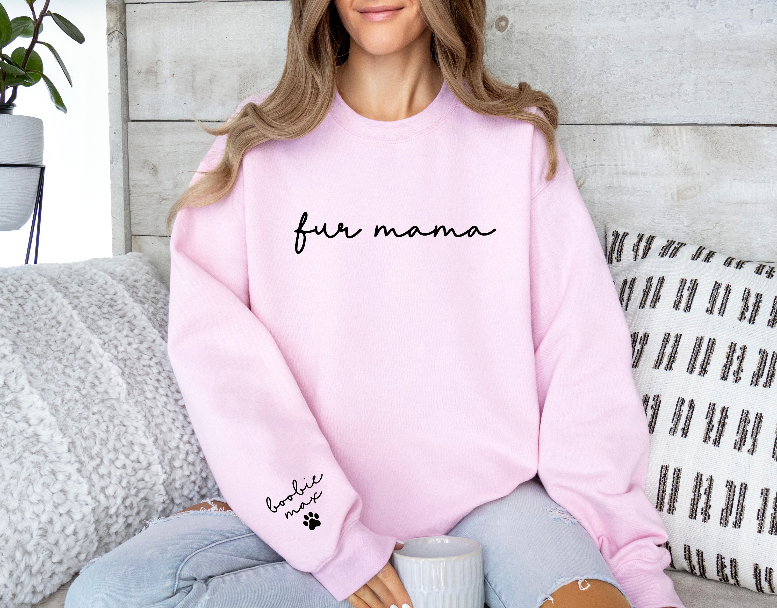 custom fur mama sweatshirt with pet name on sleeve for dog mama or cat mama personalized gift trendy sweatshirt u9ise scaled