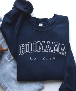 custom godmama sweatshirt established 2025 for godmother pregnancy announcement aunt gift unique godmom apparel 1lcrh