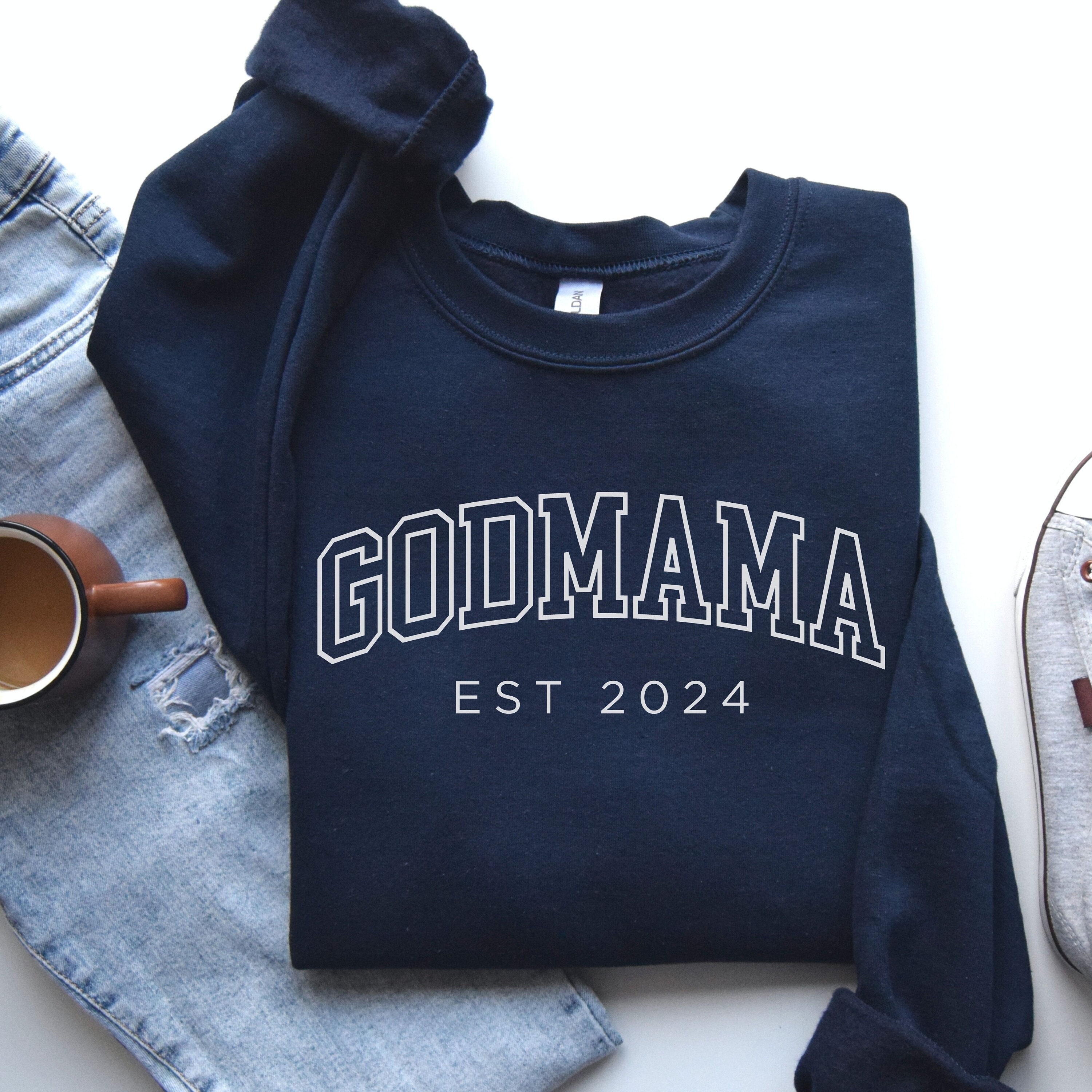 custom godmama sweatshirt established 2025 for godmother pregnancy announcement aunt gift unique godmom apparel 1lcrh