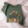 custom godmother sweatshirt for baptism announcement with wildflowers nina est 2024 plus size gift for hispanic moms v8jg9