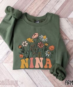 custom godmother sweatshirt for baptism announcement with wildflowers nina est 2024 plus size gift for hispanic moms v8jg9