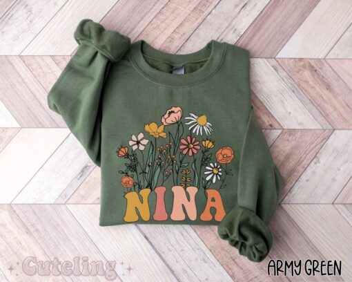 custom godmother sweatshirt for baptism announcement with wildflowers nina est 2024 plus size gift for hispanic moms v8jg9