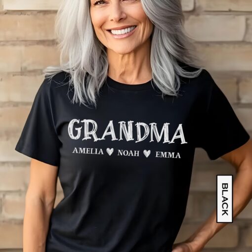custom grandma shirt with grandkids names for mothers day proud nana love grandkids shirt gift for grandma hu3tl scaled