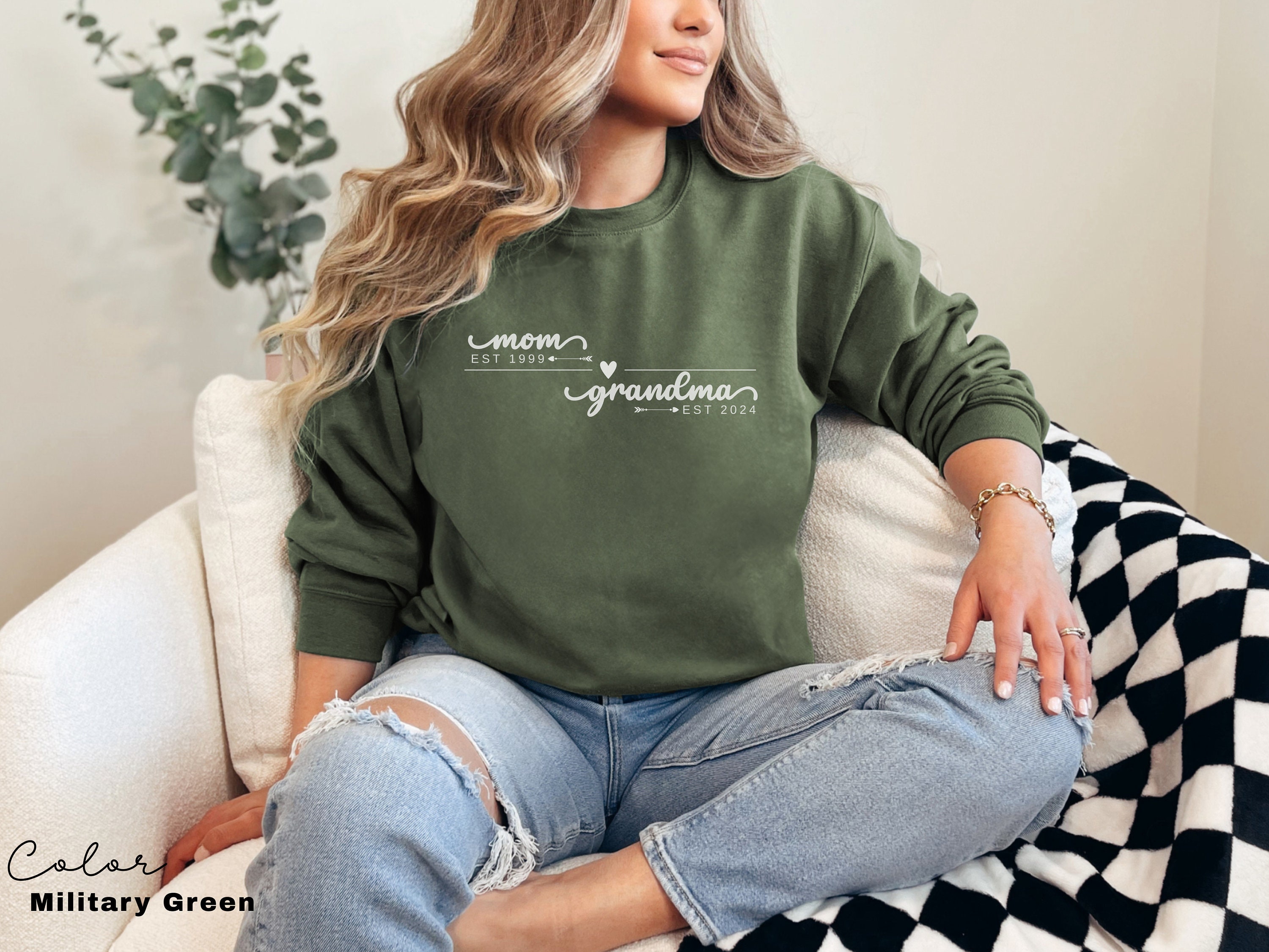 custom grandma sweater with est year personalized pregnancy announcement new grandma gift for mothers day and baby reveal bcu0n scaled