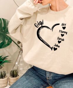 custom granny sweatshirt with kids names personalized gigi heart tee unique mothers day gift for grandma and valentines day xpxjb