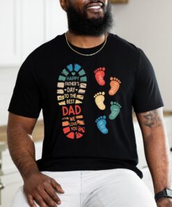 custom kids name dad t shirt with childs footprints for happy fathers day unique daddy tee gift fsxxm