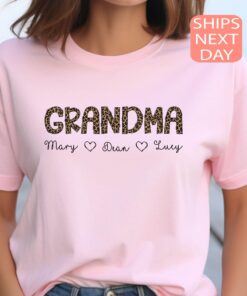 custom leopard print grandma shirt for mothers day personalized gigi gift cute cheetah sweatshirt for moms 6pwod