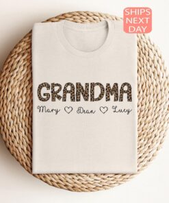 custom leopard print grandma shirt for mothers day personalized gigi gift cute cheetah sweatshirt for moms enydb