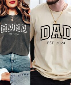 custom mama and dad shirt personalized pregnancy announcement t shirt matching new mommy and daddy tees 6e2xl