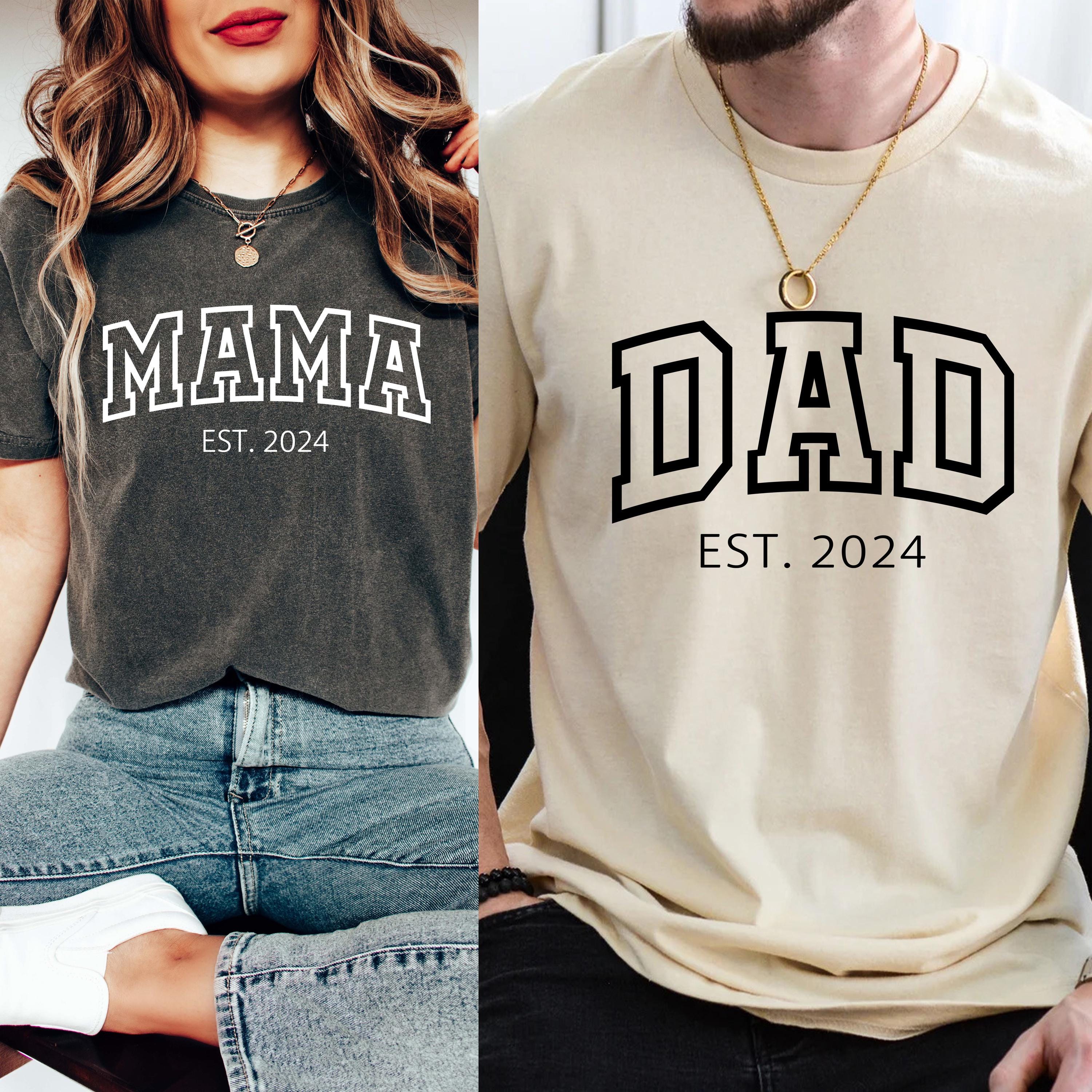 custom mama and dad shirt personalized pregnancy announcement t shirt matching new mommy and daddy tees 6e2xl scaled