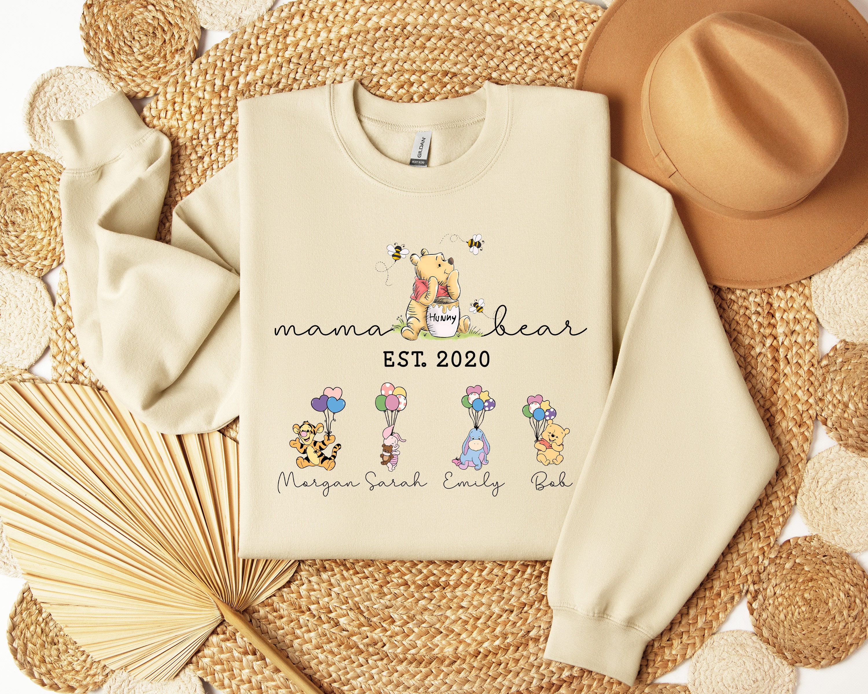 custom mama bear shirt with kid names for mothers day unique winnie the pooh inspired sweatshirt gift for moms ewnz3 scaled