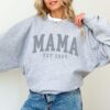 custom mama est 2024 sweatshirt for new moms personalized mom gift varsity style comfortable mama sweatshirt ncw89