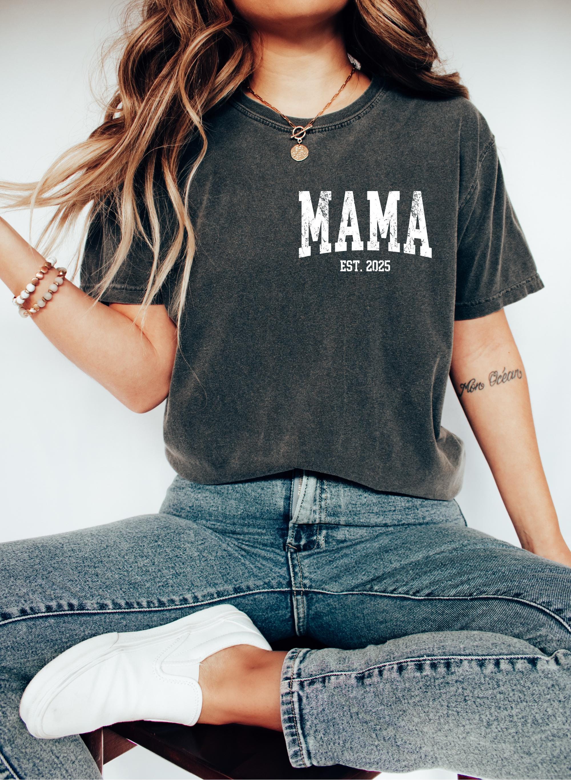 custom mama est shirt for mom to be personalized pregnancy announcement unique vintage mom gift retro birthday shirt oxx4r scaled