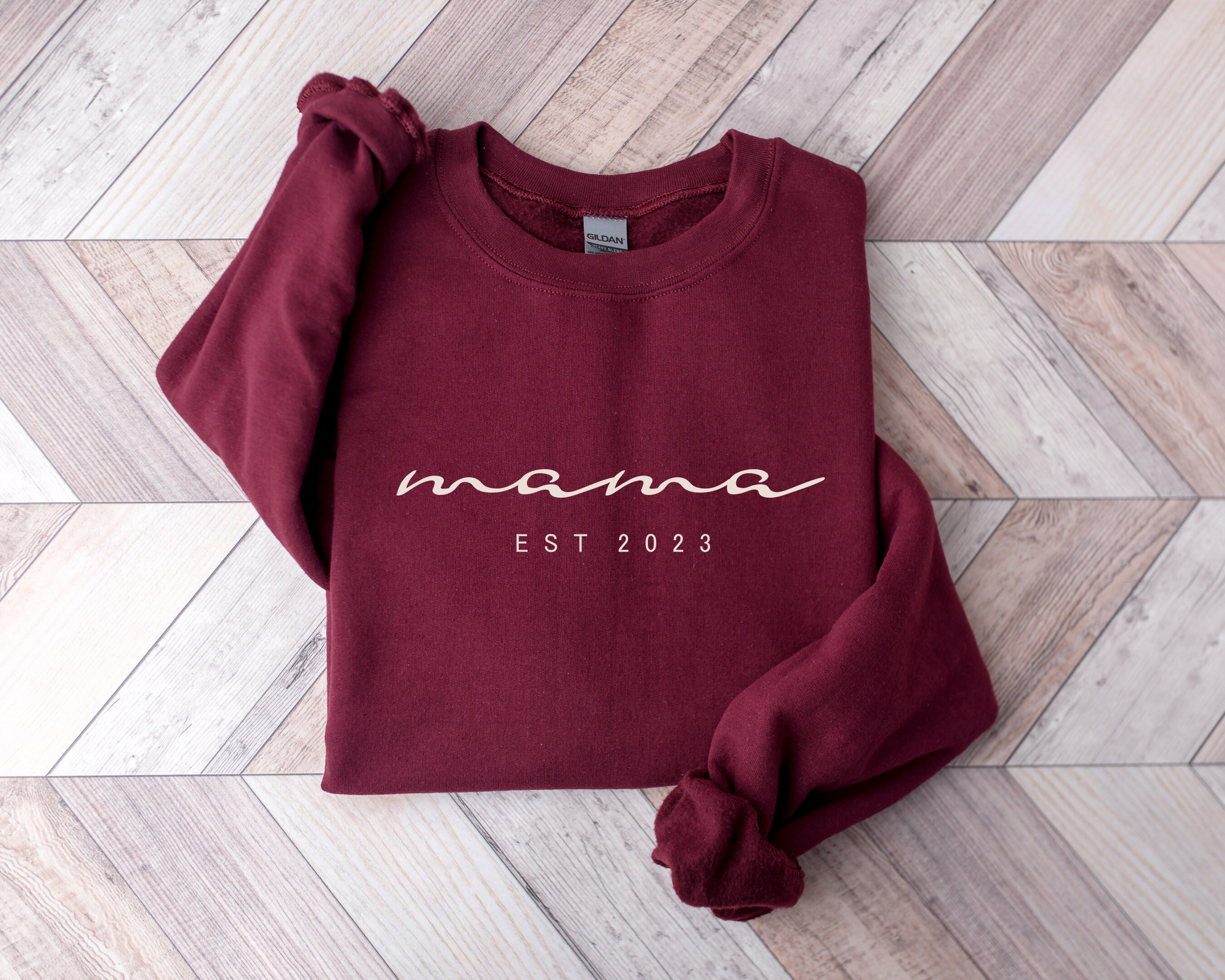 custom mama est sweatshirt best mom shirt personalized new mom gift tee funny mom t shirt unique mom life apparel uaux8 scaled