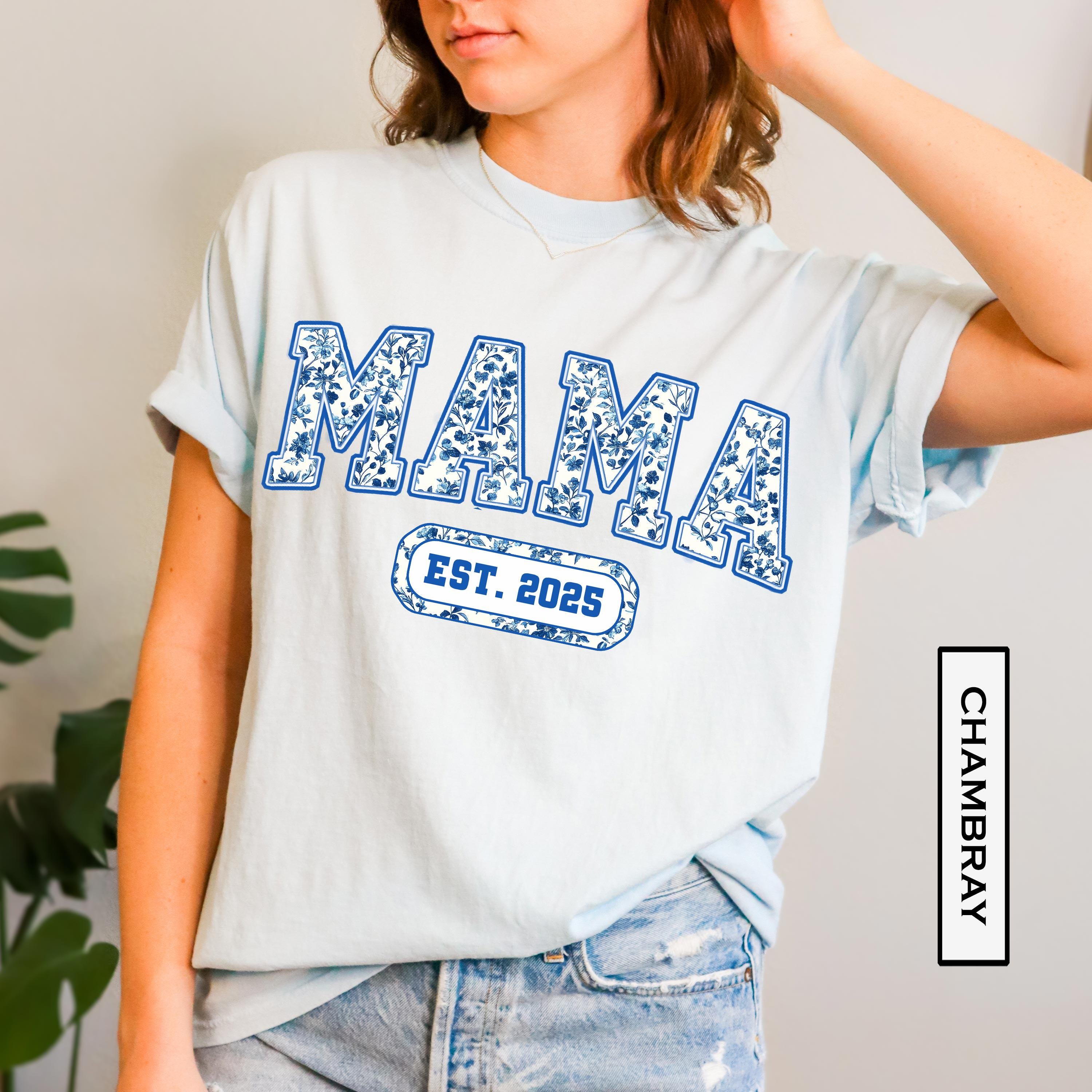 custom mama shirt in coquette blue toile established year design for new moms perfect for mothers day gifts lzwnx scaled