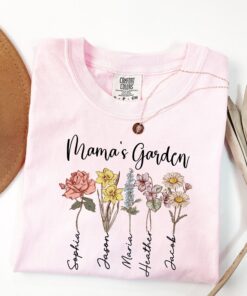 custom mama shirt with birth flowers for mothers day unique gift for mom vintage garden design lklql