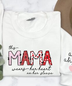 custom mama sweatshirt this mama wears her heart on her sleeve funny mom shirt for mothers day personalized mom gifts ug0ke