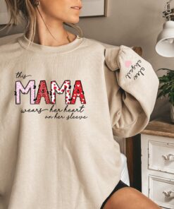 custom mama sweatshirt this mama wears her heart on her sleeve funny mom shirt for mothers day personalized mom gifts xwhye