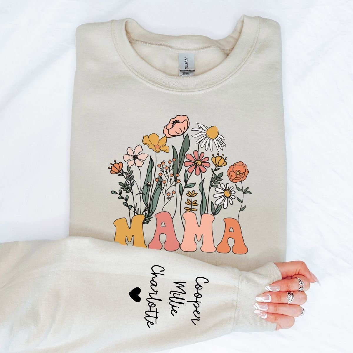 custom mama sweatshirt with childs name wildflowers design ideal for mom gifts and expecting mothers christmas apparel fyo9i