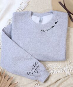 custom mama sweatshirt with kids name on sleeve personalized mom long tee unique mama sweater for mothers day gifts d5toc