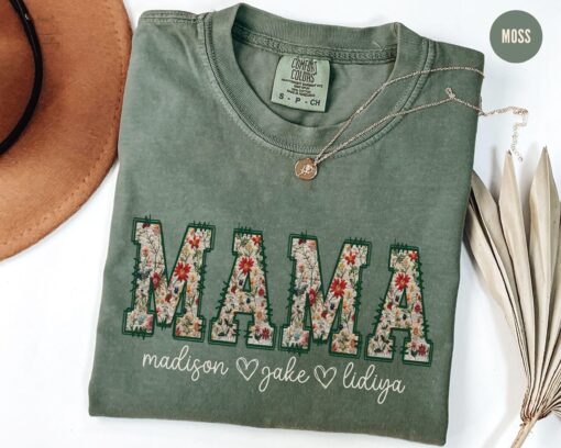 custom mama t shirt with kids names for mothers day wildflower tee new mom gift baby shower outfit vkpca