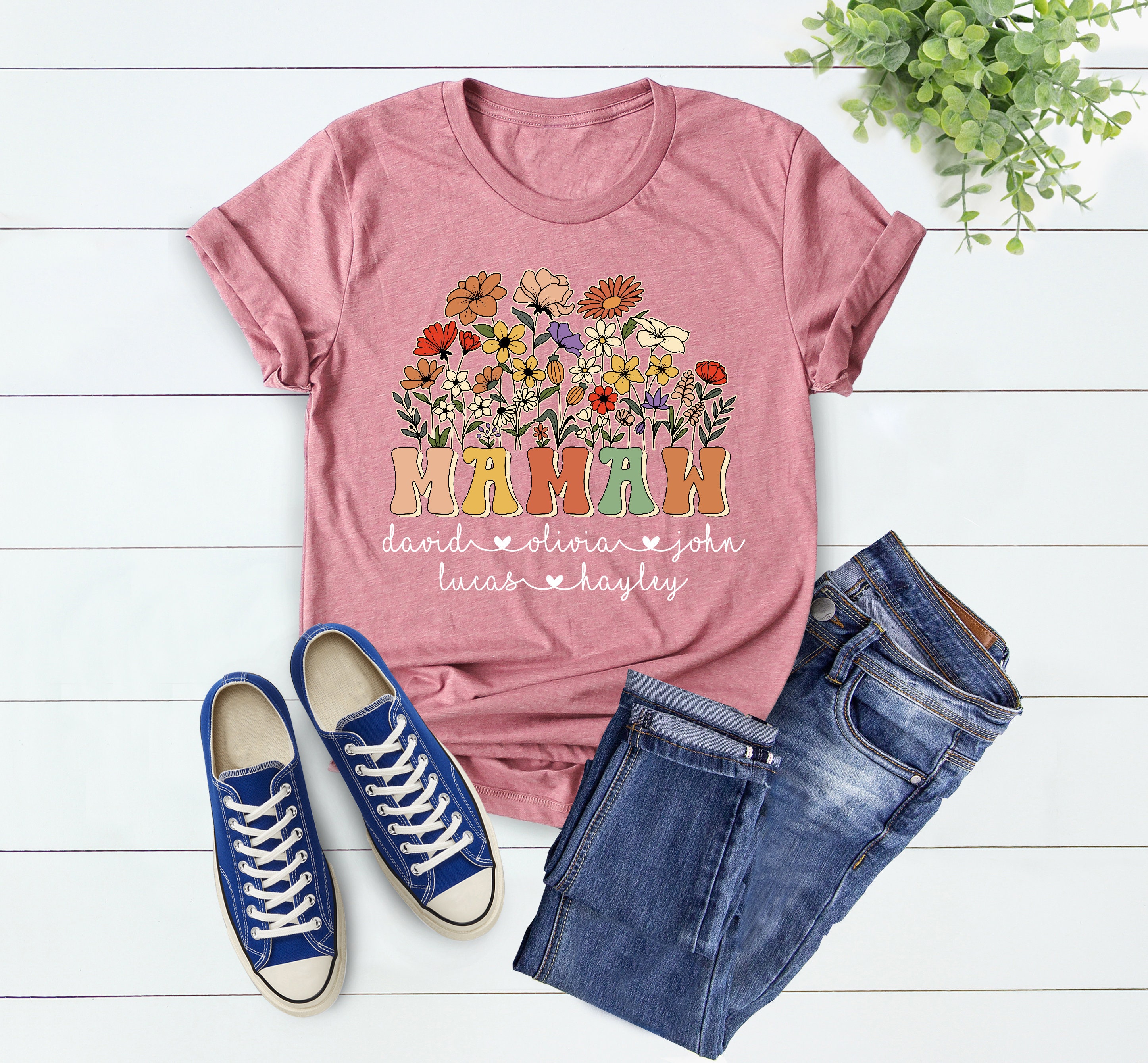 custom mamaw shirt with grandkids names floral design unique mothers day gift personalized mamaw t shirt wildflowers 8dbq5 scaled