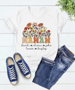 custom mamaw shirt with grandkids names floral design unique mothers day gift personalized mamaw t shirt wildflowers wcwkv