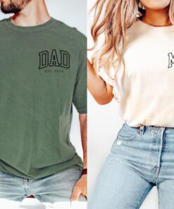 custom mom and dad shirts personalized for new parents pregnancy reveal gifts mom est 2025 new dad shirt ffoqs