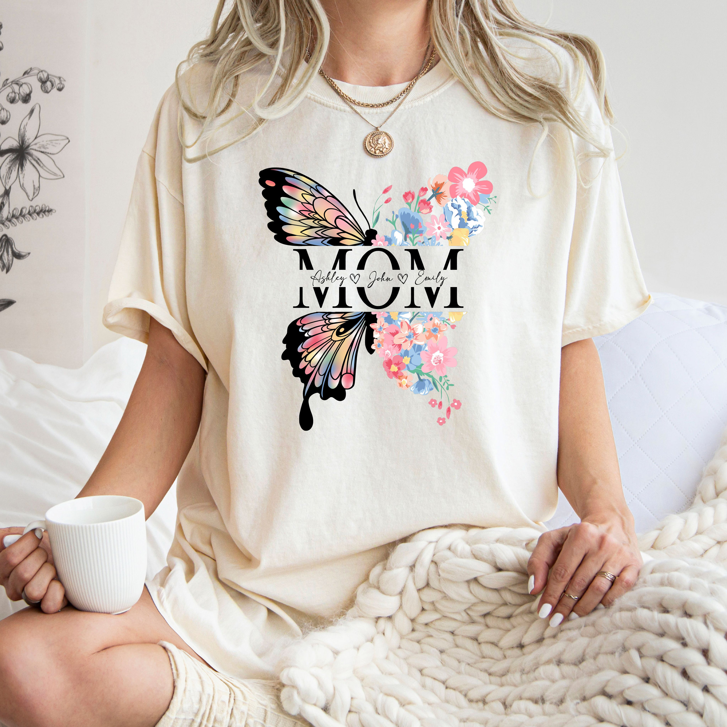 custom mom shirt with kids names flower lover mama tee nature lover mothers day shirt best mom ever t shirt oiavv scaled