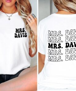 custom mrs shirt for brides personalized last name shirt engagement gift honeymoon bachelorette party apparel nnhs2