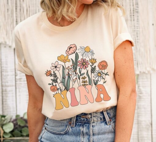 custom nina shirt for baptism announcement personalized godmother gift wildflowers auntie t shirt unique proposal gift 8kvpb