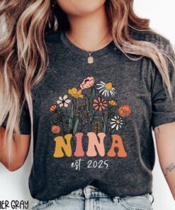 custom nina shirt for godmother proposal and hispanic baptism announcement with wildflowers est 2025 auntie design bsxuv