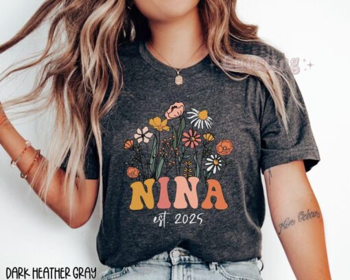 custom nina shirt for godmother proposal and hispanic baptism announcement with wildflowers est 2025 auntie design
