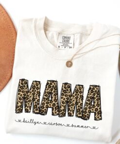 custom personalized mama shirt with names leopard design mom t shirt comfort colors graphic tee for mothers day gifts 3odwi