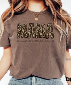 custom personalized mama shirt with names leopard design mom t shirt comfort colors graphic tee for mothers day gifts 8vf2l