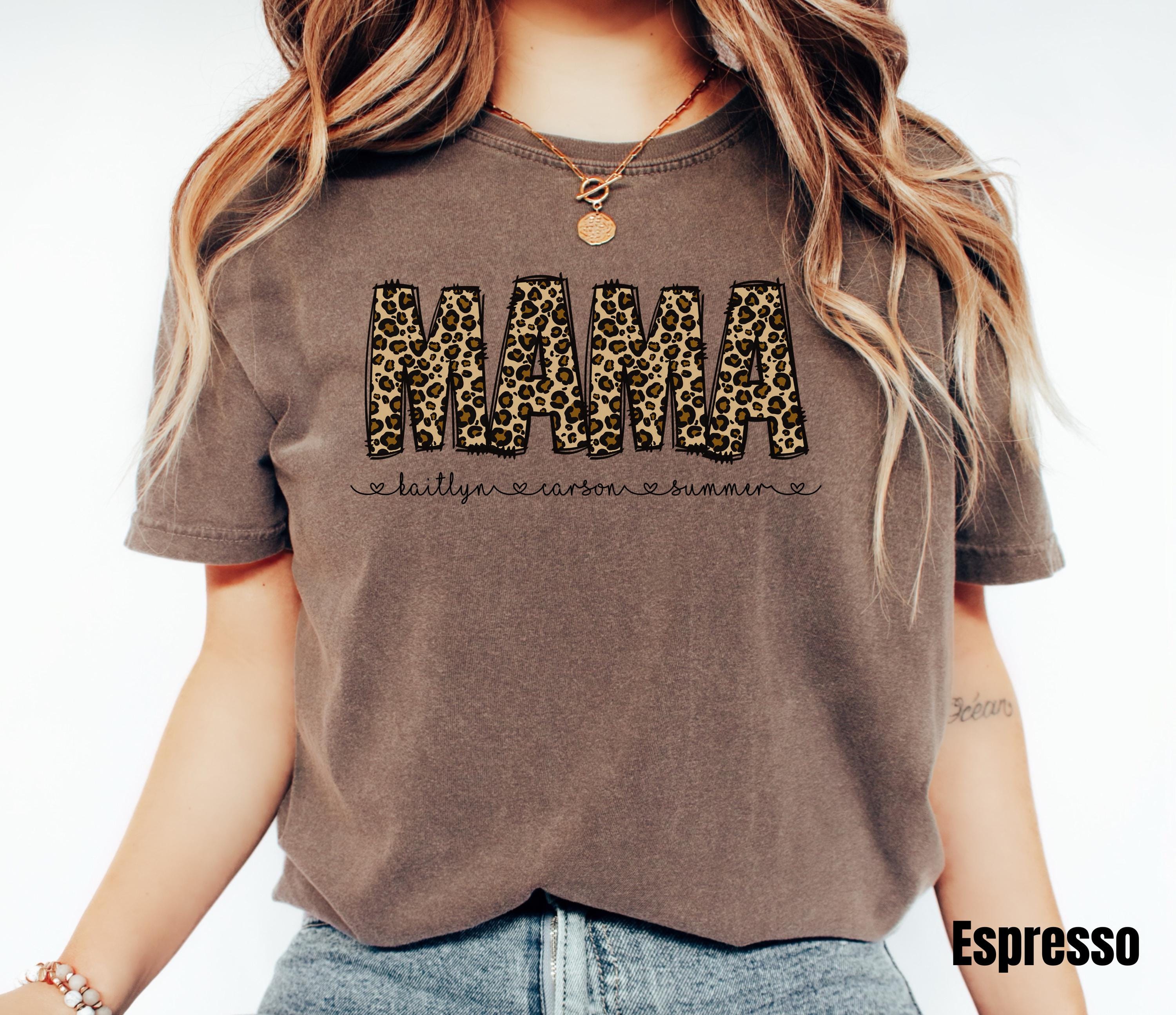 custom personalized mama shirt with names leopard design mom t shirt comfort colors graphic tee for mothers day gifts 8vf2l scaled