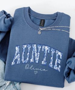 custom toile de jouy auntie sweatshirt floral crewneck for new aunt pregnancy announcement personalized gift for mothers day owoty