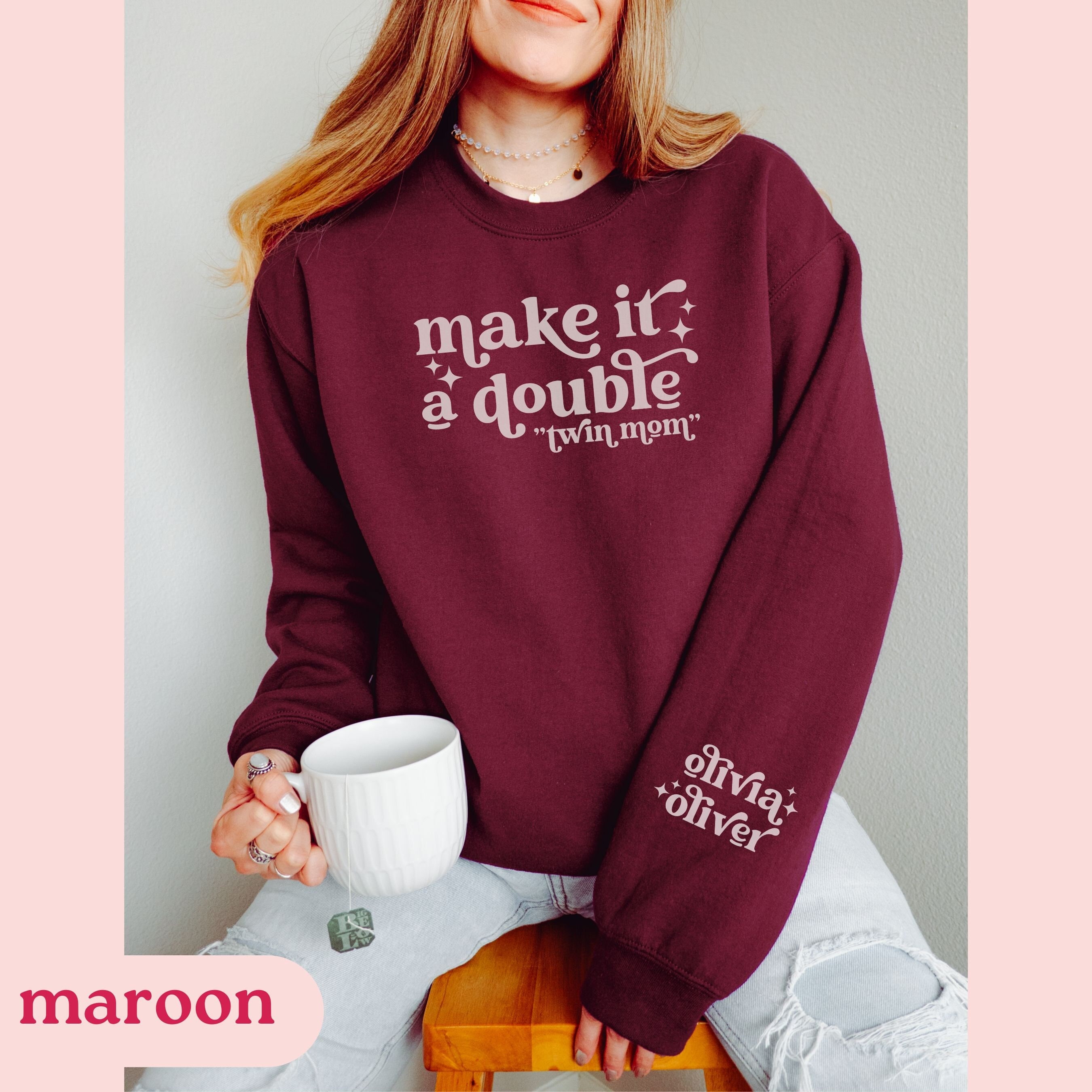 custom twin mama sweatshirt with kids names on sleeve personalized twin mom pullover for mothers day gifts 3yzkj scaled