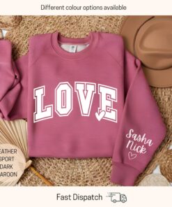 custom valentines day sweatshirt with personalized sleeve name cute love sweater ideal for girlfriend gift lyv8s