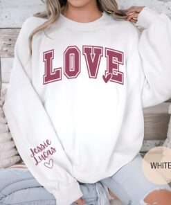 custom valentines day sweatshirt with personalized sleeve name cute love sweater ideal for girlfriend gift oaoth