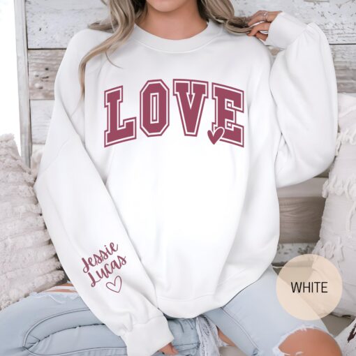 custom valentines day sweatshirt with personalized sleeve name cute love sweater ideal for girlfriend gift oaoth