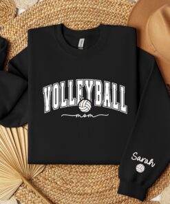 custom volleyball mom sweatshirt with kids name on sleeve for sporty moms game day hoodie ciqoi