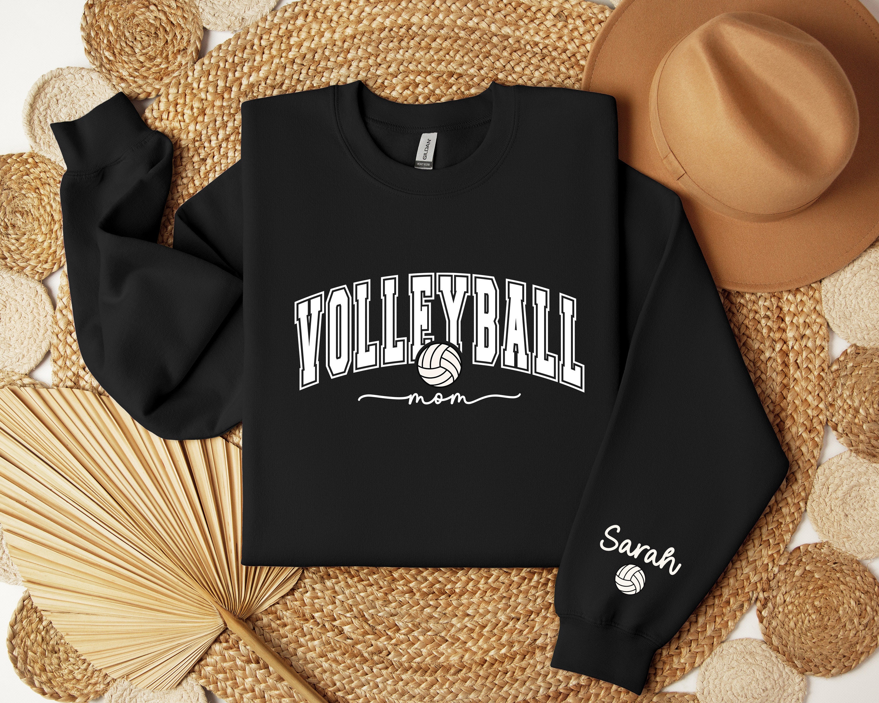 custom volleyball mom sweatshirt with kids name on sleeve for sporty moms game day hoodie ciqoi scaled