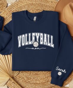 custom volleyball mom sweatshirt with kids name on sleeve for sporty moms game day hoodie gwfbs