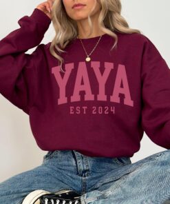 custom yaya est 2024 sweatshirt for grandma unique yaya gift personalized varsity style sweatshirt for new grandmas ncej4