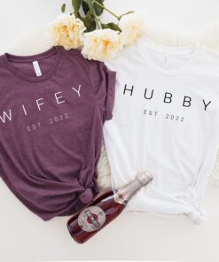 customized hubby and wifey shirt est 2022 engagement gift honeymoon shirt best friend wedding gift fmuua