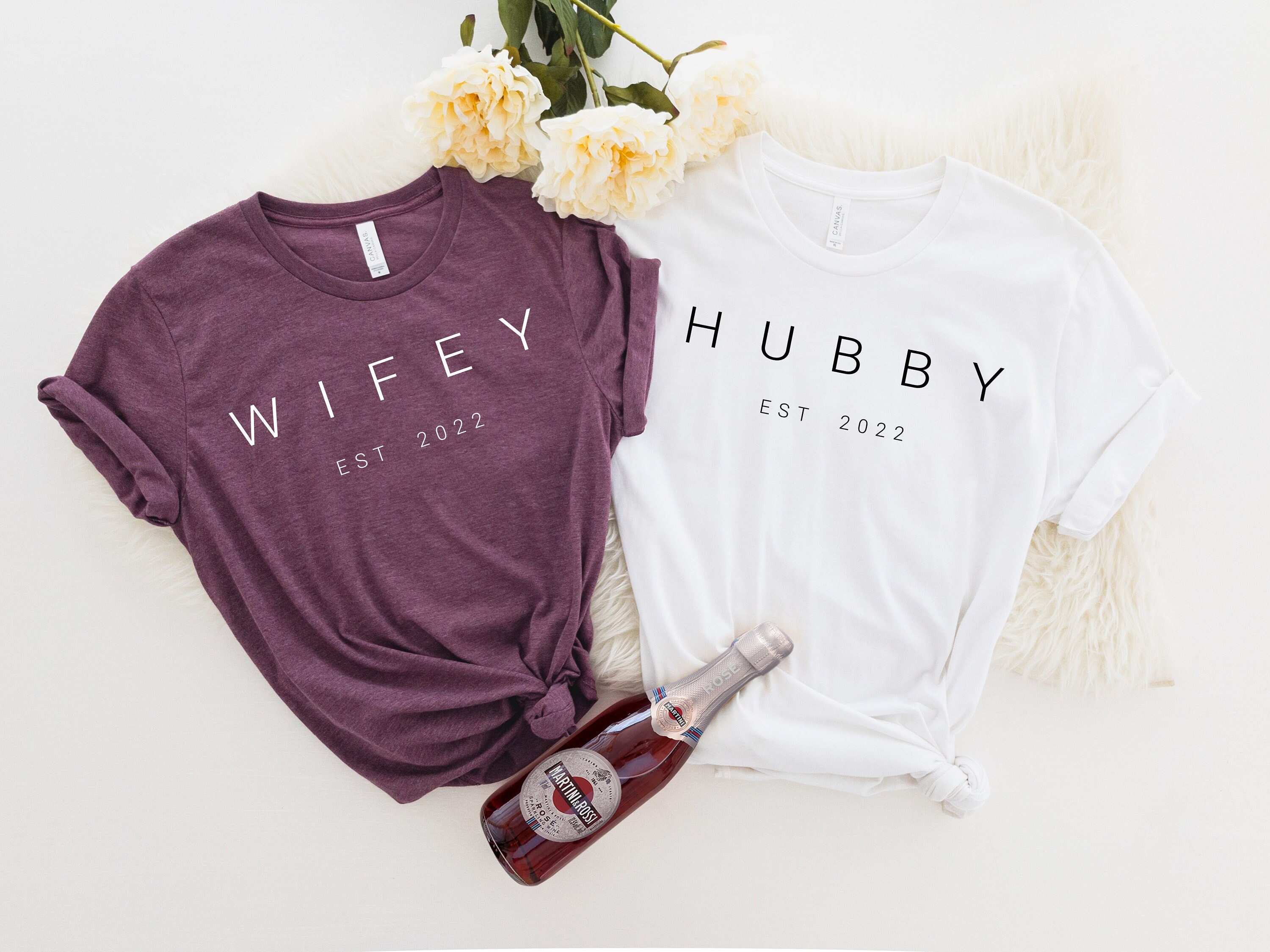 customized hubby and wifey shirt est 2022 engagement gift honeymoon shirt best friend wedding gift fmuua scaled